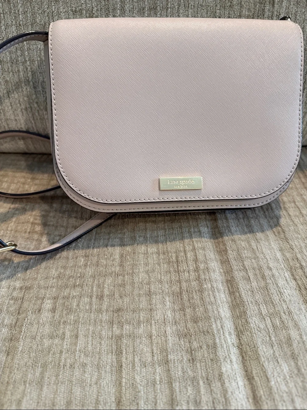 kate spade blush pink/beige Saffiano Leather Crossbody Bag Apx 9 by 7
